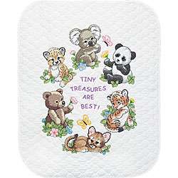 Baby Hugs Baby Animals Quilt Stamped Cross Stitch Kit  