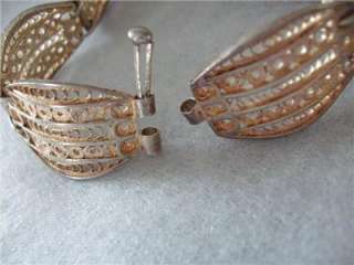 Antique Vtg Chinese Butterfly Silver Filigree Bracelet  