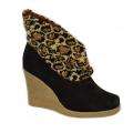 Muk Luks Womens Leopard Knit Leather Wedge Boots 