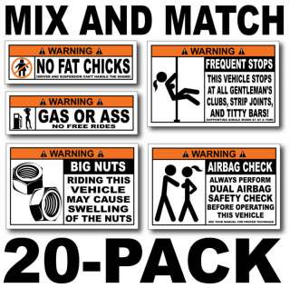 20 Pack Funny ATV Warning Stickers Decals Sportsman 4x4  