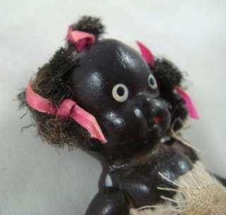 Antique Vintage Early 1900s Black Bisque Jointed Girl Baby Doll Made 