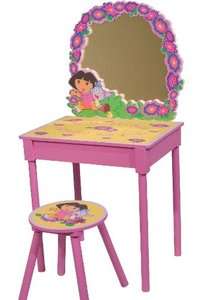 Dora the Explorer Girls Pink Vanity and Stool Bedroom  