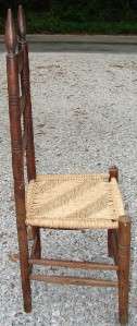 Vintage Patio Ladderback Chair Bamboo Like Seat  