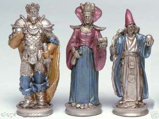 Mystic Chess Set   Dragons, Wizards, Knights & Creature   Pewter 