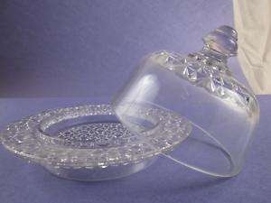 EAPG Round Butter Dish Clear Glass CHIPS Old Pattern ?  