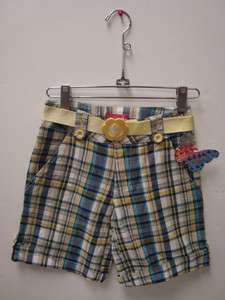 Girls Blue/White/Yellow Plaid Bermuda Shorts (Size 8)  