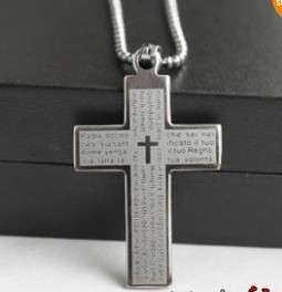 NEW Mens Stainless Steel Cross Bible Titanium Steel Necklace #2 COOL 