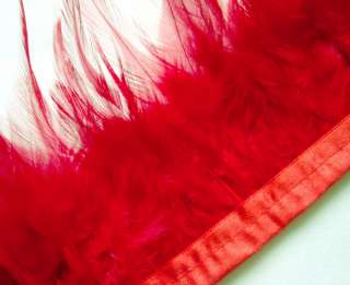 F204 PER FEET (M) Red Rooster Hackle Hen feather fringe Trim 