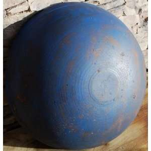 Huge Antique Wooden Bowl 19 Blue Paint 