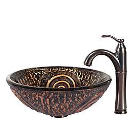   Glass Vessel Sink and Riviera Faucet Oil Rubbed Bronze  