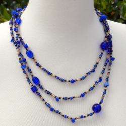Success Blue Glass and Seed Beaded Necklace (Kenya)  