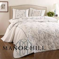 Manor Hill Claremont White/ Smoke Queen Bedspread  