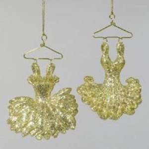  4 Acrylic Gold Glitter Ballet Skirt Ornament Case Pack 