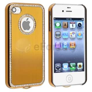 Luxury Bling Rhinestone Hard Case Cover for iPhone 4 4S 4G 4GS HD Gold 