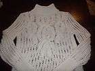 Betty Barclay Collection White Knit Crochet Turtleneck Womens Sweater 