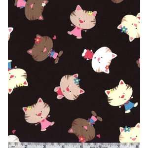  45 Wide Cute Kitty Black Fabric By The Yard Arts 