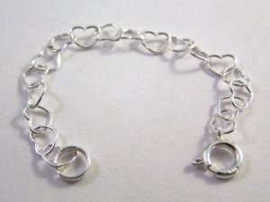 Silver 3 HEART CHAIN NECKLACE EXTENDER w/Spring Ring  