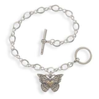 Toggle Bracelet Silver & 14K Gold Butterfly Chain  