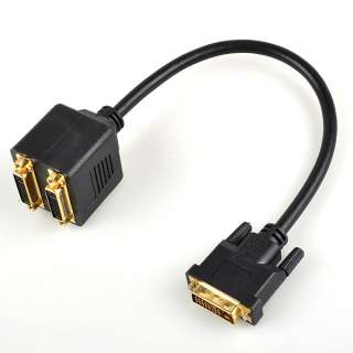   Male to 2 Dual DVI D 24+5 Female Video Adapter Cable Y Splitter  