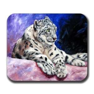  Snow Leopard Cat Art Mouse Pad 