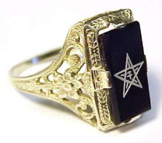 Order of the Eastern Star ~ 14K Solid Gold Ring Sz 3.75  