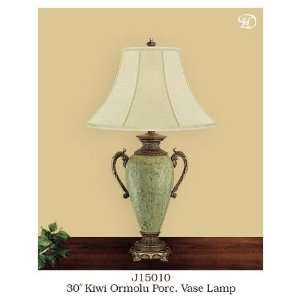 Kiwi Ormolu Porcelain Vase Lamp 30 H by JB Hirsch  