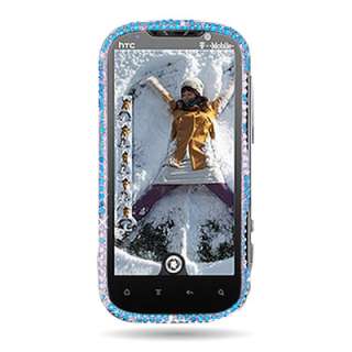 Bling Diamond Hard Cover Case For T Mobile HTC Amaze 4G Phone Blue 