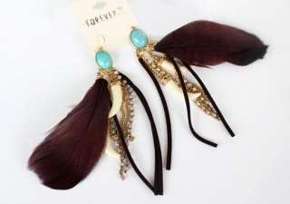   Chain Leather Feather Rhinestone Fashion Accessorie Jewelry Earring