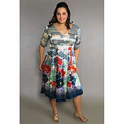 INES Collection Womens Plus Size Empire Waist Dress  
