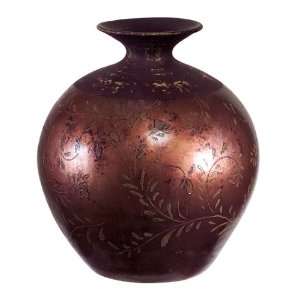 12 Ceramic Cortona Copper Vase with Floral Pattern