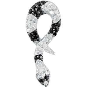  Sterling Silver Genuine Black Spinel and Diamond Pendant 1 