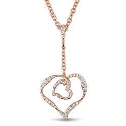 18k Pink Gold 5/8ct TDW Diamond Heart Necklace (G H, VS1 VS2 