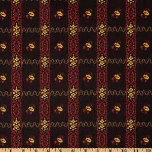  44 Wide Keystone Buds and Blooms Plaid Black Fabric By 