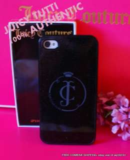RARE* Juicy Couture BLACK JC CREST Logo Glitter Iphone 4 4S Hard Case 