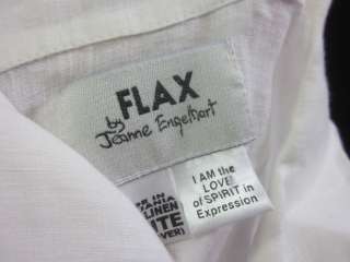 FLAX JEANNE ENGELHART White Linen Button Up Shirt Sz P  