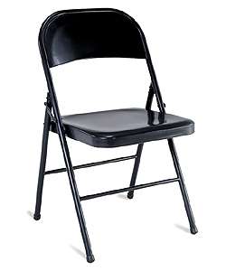 Black Steel Folding Chairs (Set of 4)  
