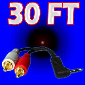30 ft Stereo 3.5mm Cable 1/8 Headphone PC to dual 2 RCA  