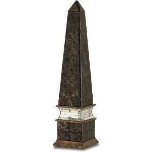   Obelisk, Gold Leaf/Antique Mirror Finish with Reverse Painted Glass