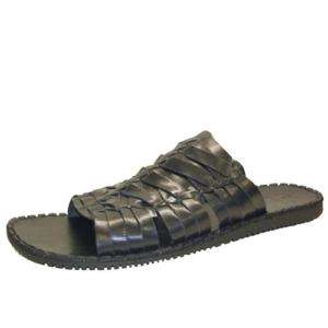 GBX 167441 Mens Woven Leather Casual Sandal Black  