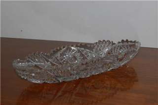   GORGEOUS CUT GLASS CELERY DISH NUT CANDY HOBSTAR DISH BOWL  