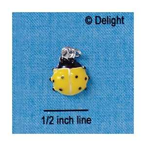  C2464 ctlf   Mini Yellow Ladybug   Silver Plated Charm 