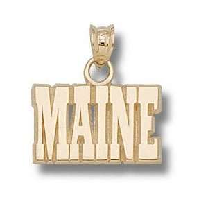 Maine Black Bears Solid 10K Gold Block MAINE 3/8 Pendant  