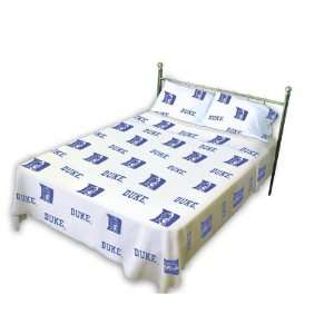 Duke Blue Devils White Sheet Set  King Bed  Sports 
