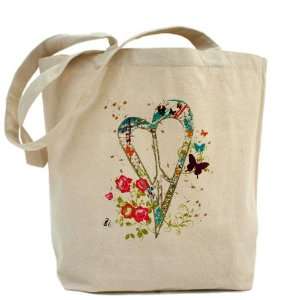  Tote Bag Flowered Butterfly Heart Peace Symbol Sign 