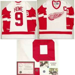   Red Wings Autographed White CCM Jersey with Mr. Hockey Inscription