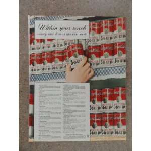  Campbells Soup,Vintage 30s full page print ad (every kind of soup 