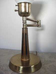  Mid Century Modern Danish Brass/Teak Swing Arm Desk Lamp  