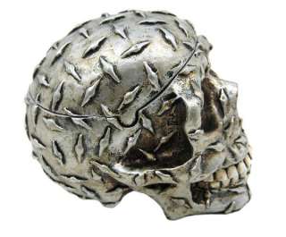 Diamond Plate Human Skull Trinket Box Ashtray  