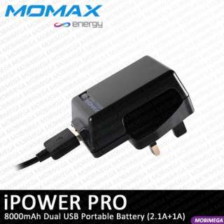 Momax iPowerPro 8000mAh Dual USB Huge Capacity Portable Battery 2.1A 