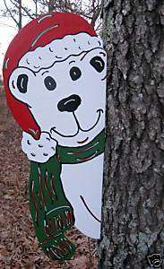 Polar Bear Tree Peeker Christmas Yard Art Decoration  